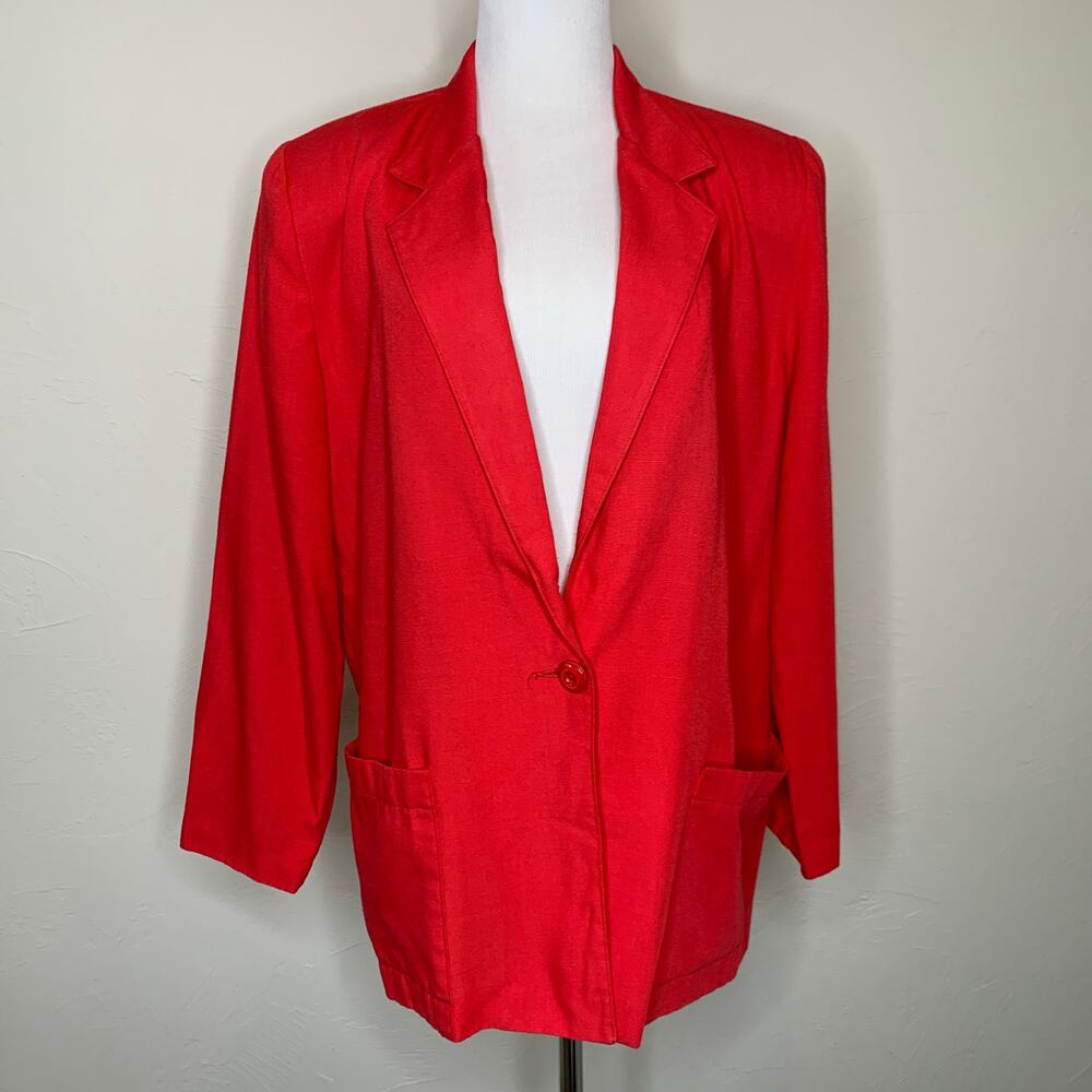 Vintage Red Linen like Blazer Sz Medium